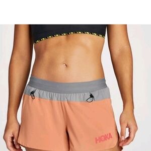 Hoka Women's Athletic Shorts in Peach and Gray
